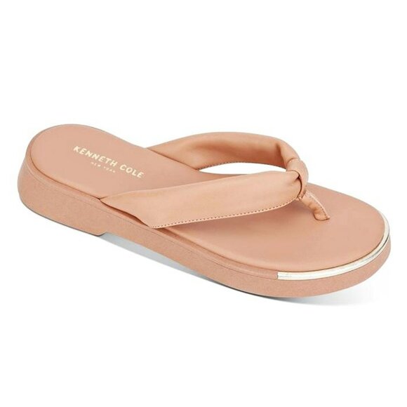 Kenneth Cole Women's Athens Platform Thong in Peach Leather Size 6 (MSRP $89) - Picture 1 of 11